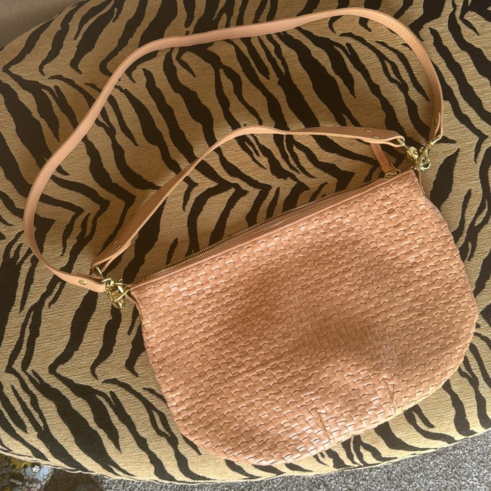 Clare V Moyen Messenger Woven Tan Hobo Bag